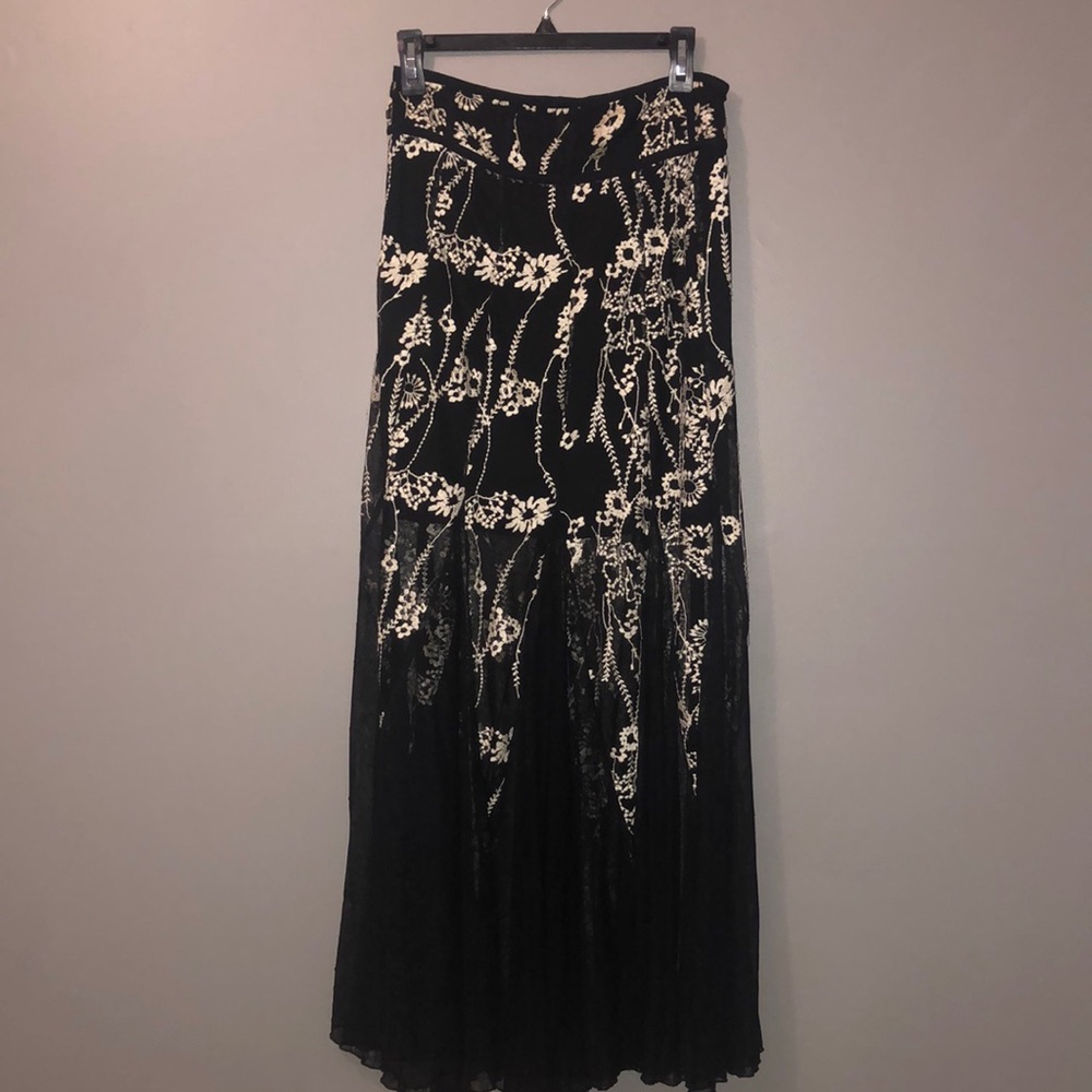 Free People Flower Embroidered Maxi Skirt